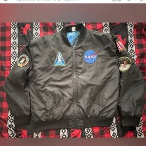 Black NASA Patch Bomber Jacket